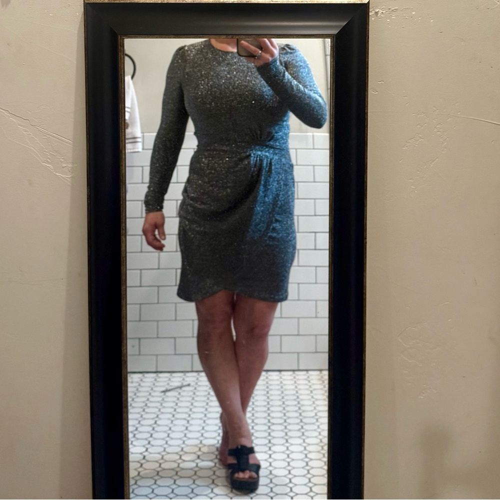 Michael Kors Black&Silver Shimmer Long Sleeve Dress. Excellent condition. Small.